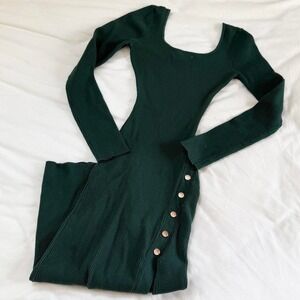 Y2K Windsor dark green ribbed bodycon maxi dress size small